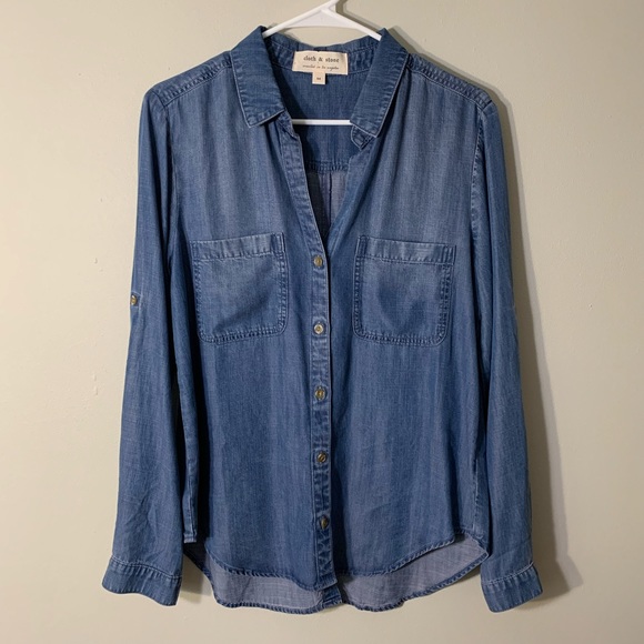 Women’s Denim Button Down Long Sleeve Shirt - Medium - Picture 1 of 9